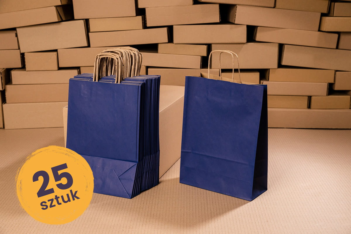 Granatowa torba papierowa 240x100x320 - 25 szt.