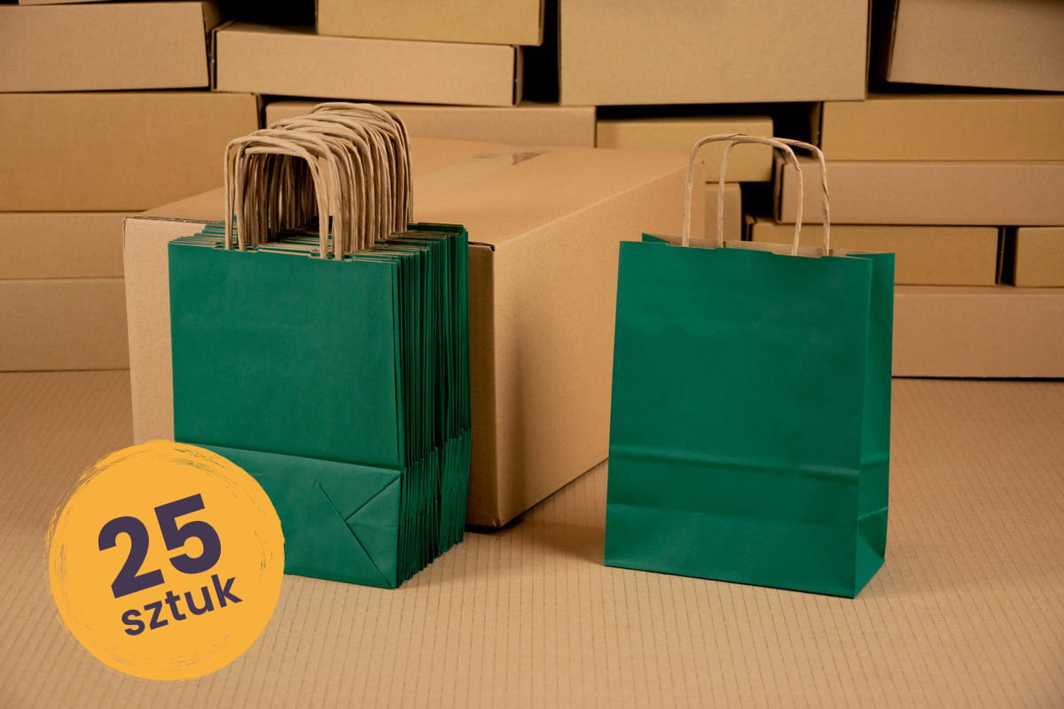 Zielona torba papierowa 180x80x225 - 25 szt.