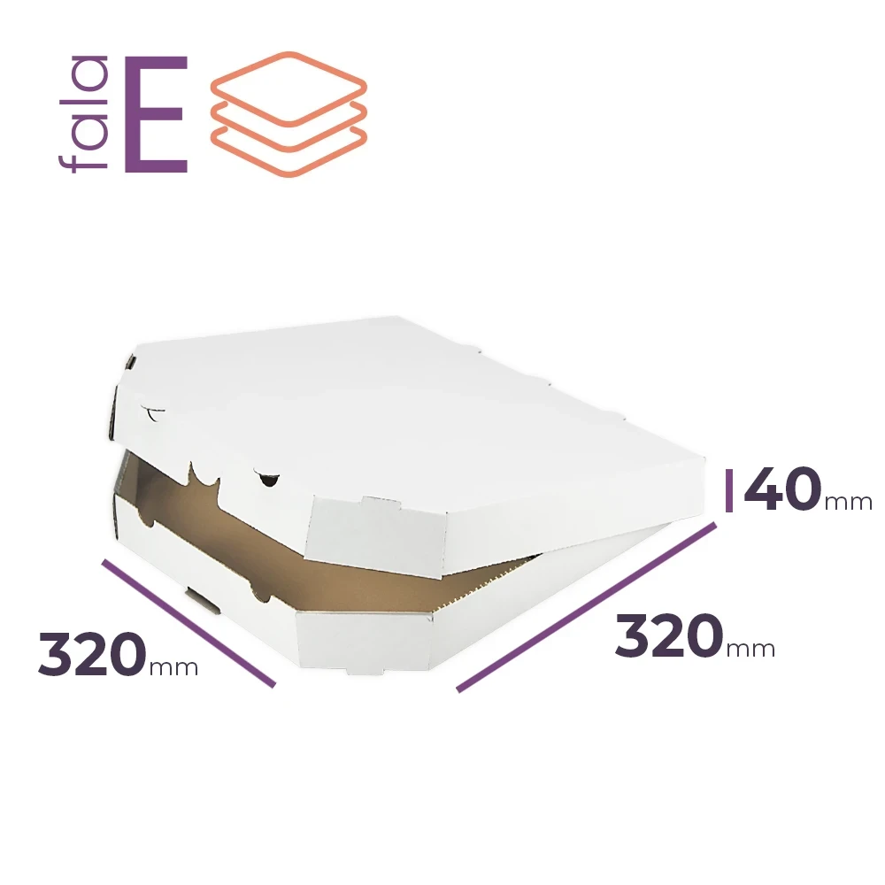 Karton na pizzę 32 cm ścięty biały - 50 szt.